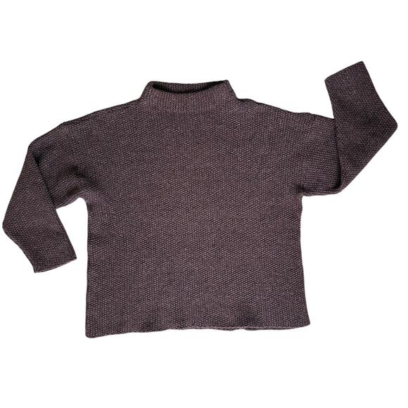 Vtg Karen Tate Sweater Women's M/L Plum Textured 90s Earthy Vineyard Wool Blend - Picture 1 of 11